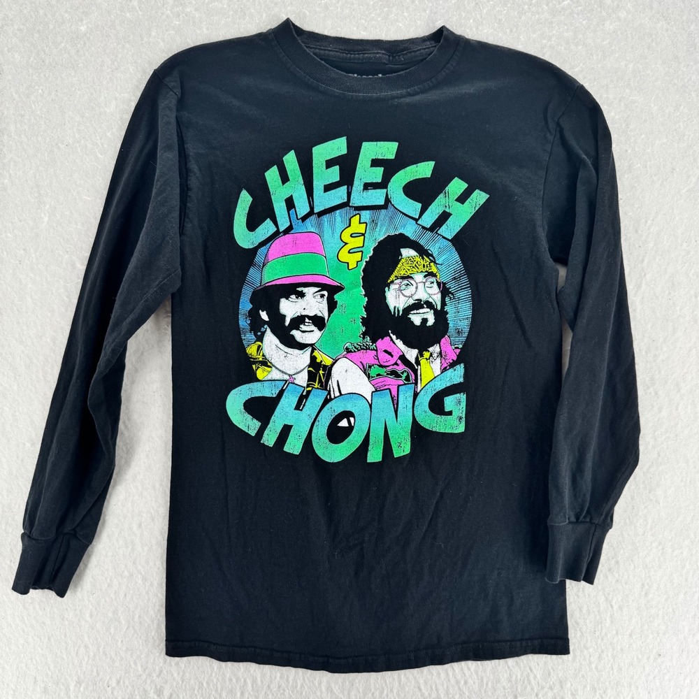 Cheech & Chong - Long Sleeve Graphic T-Shirt - Black - Small - Mens